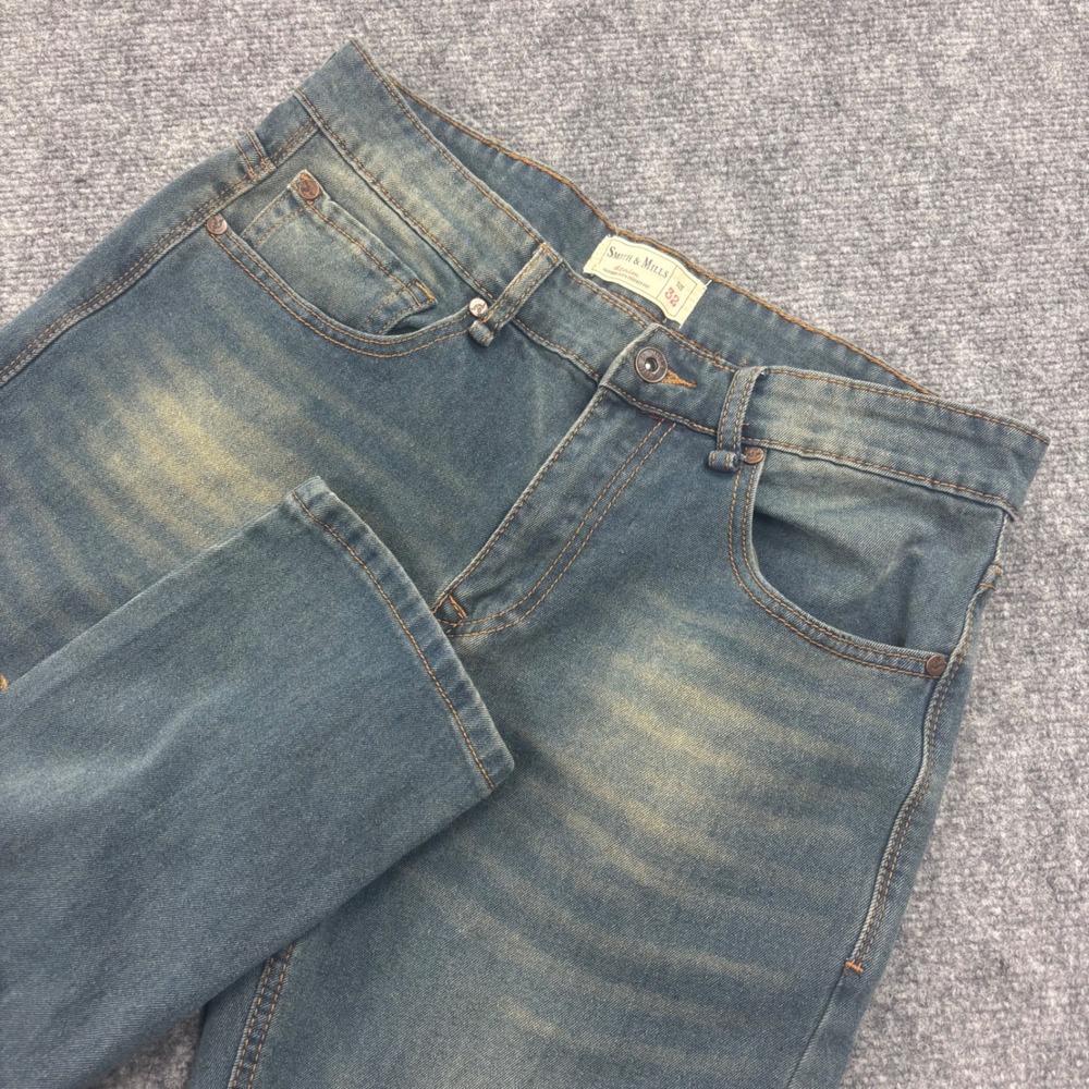 Smith & Mills Jeans 32x30 Blue‎ Stretch Faded Slim Straight Mens